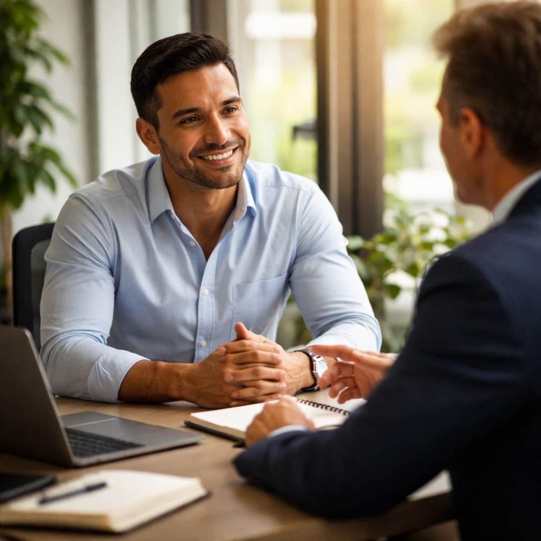 Profissional em conversa de promoção com gestor